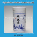 Elegant ceramic sugar canister with blue and white